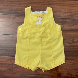 Cherubs vintage yellow embroidered duck romper
